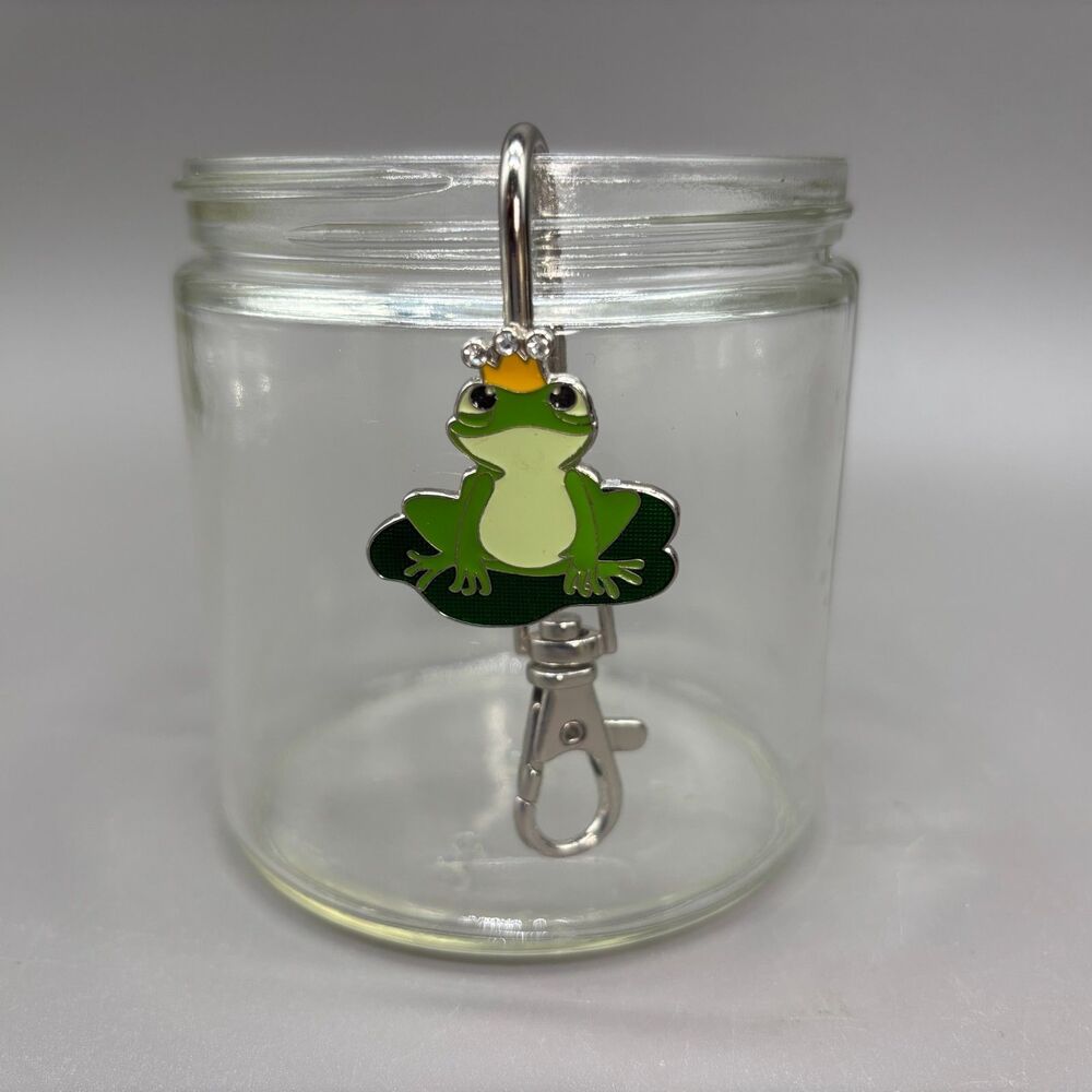 Frog Prince Purse Charm Alexx Enamel Rhinestone Handbag Hook Keychain Clip Y2K